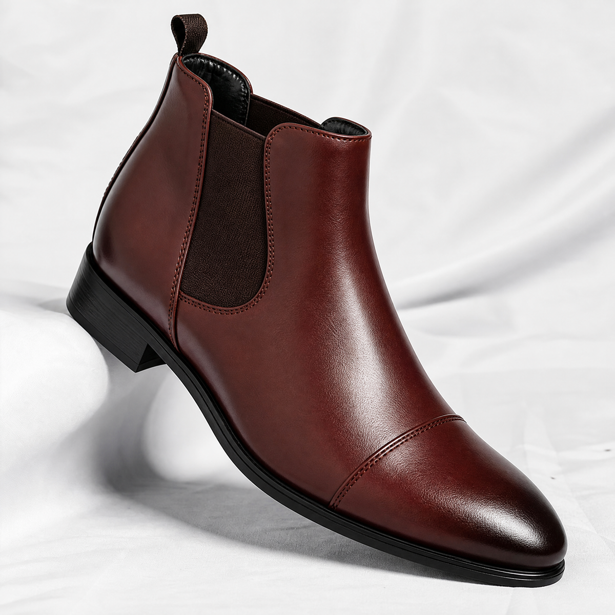 Oxblood Cap-Toe Chelsea Boots