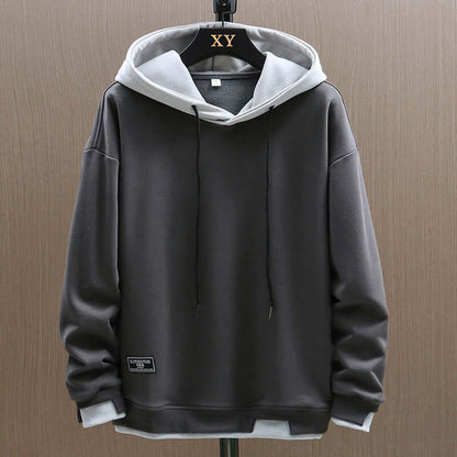 Contrast-Lined Pullover Hoodie