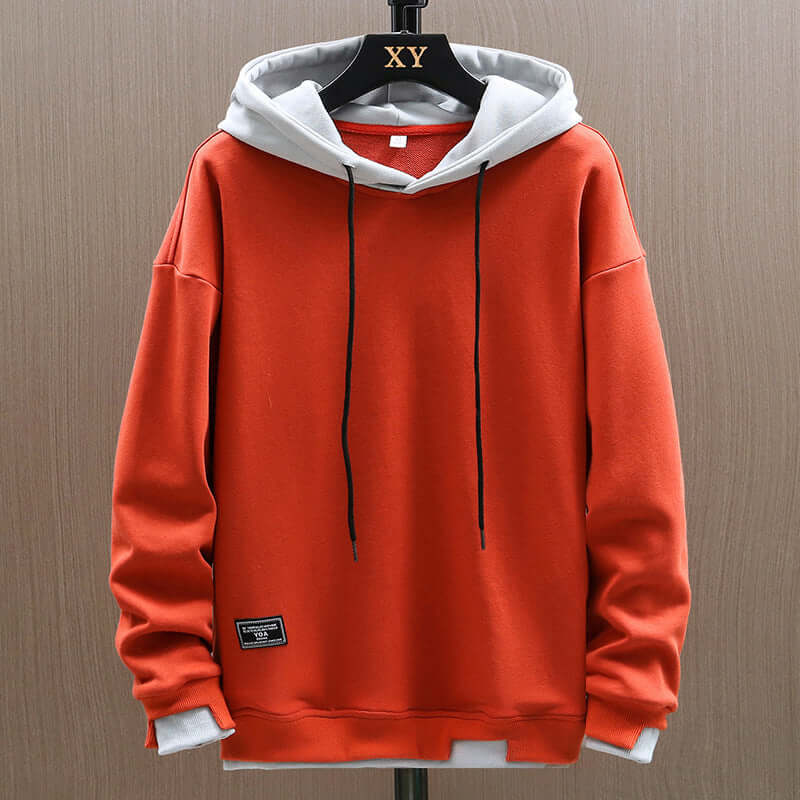 Contrast-Lined Pullover Hoodie