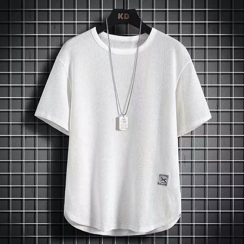 Waffle-Knit Curved-Hem Tee
