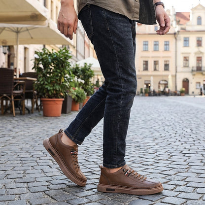 Tumbled Leather Stripe-Tab Sneakers