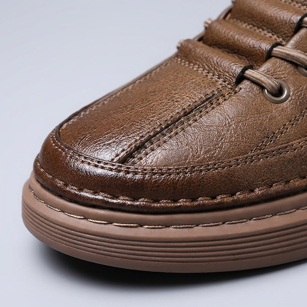 Tumbled Leather Stripe-Tab Sneakers