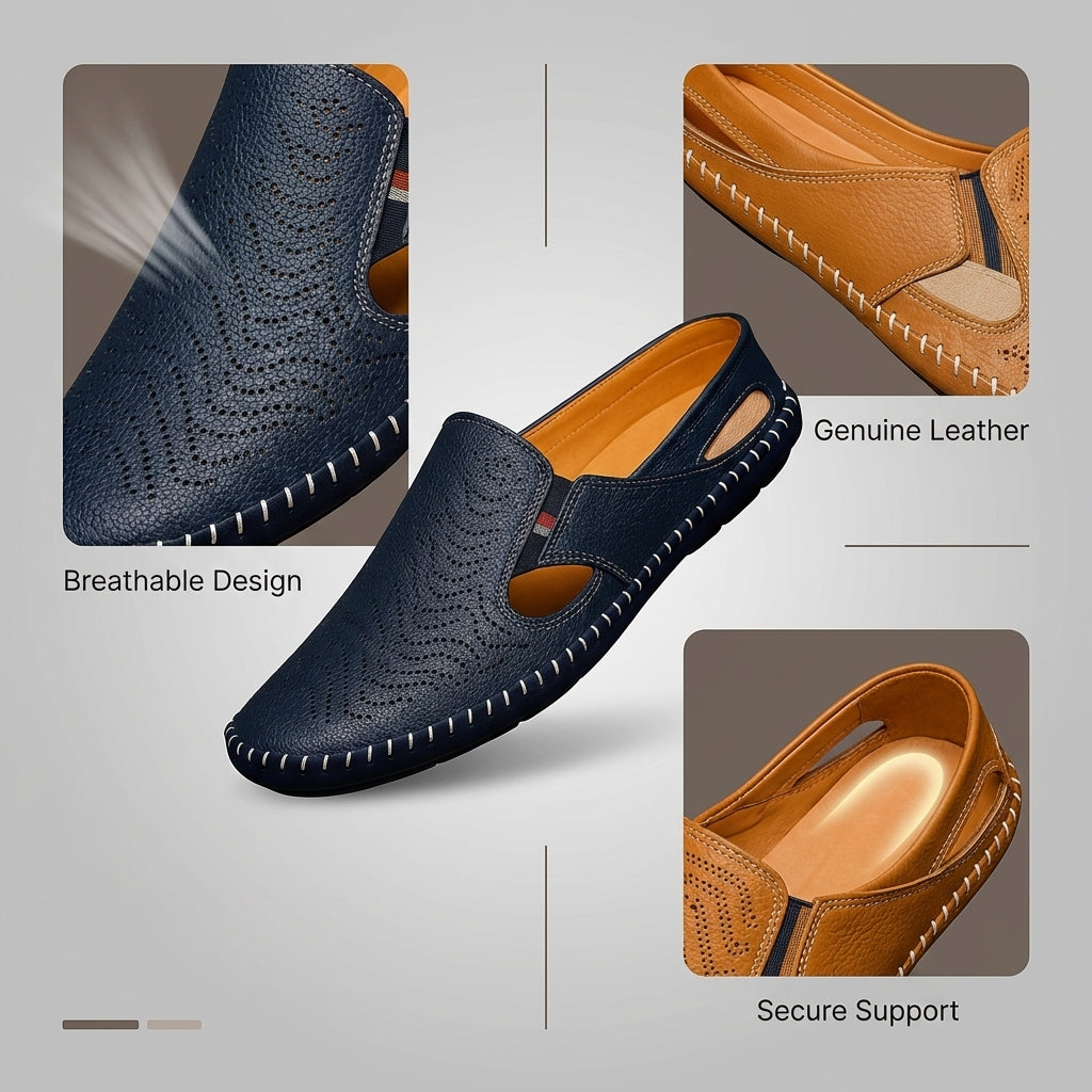 Le Flaneur Navy Cut-Out Loafer
