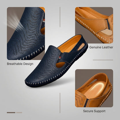 Le Flaneur Navy Cut-Out Loafer