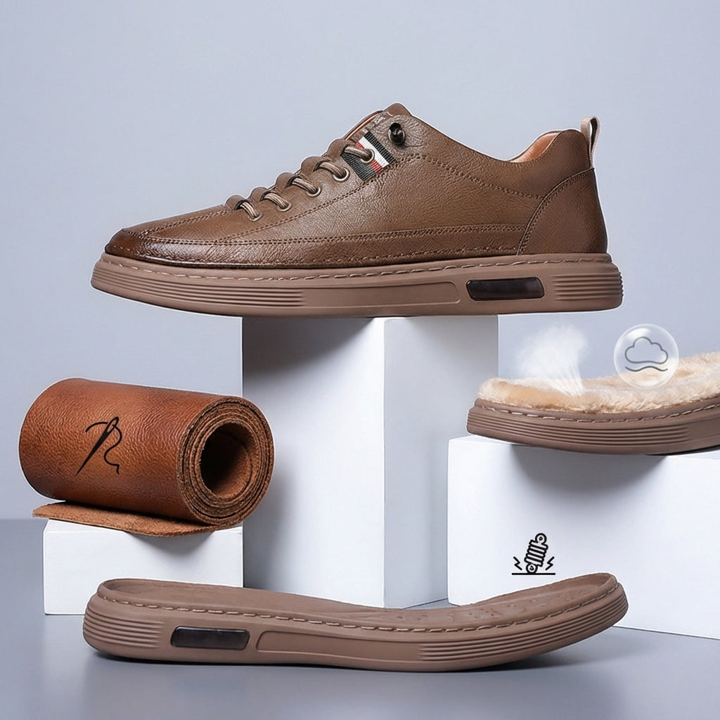 Tumbled Leather Stripe-Tab Sneakers