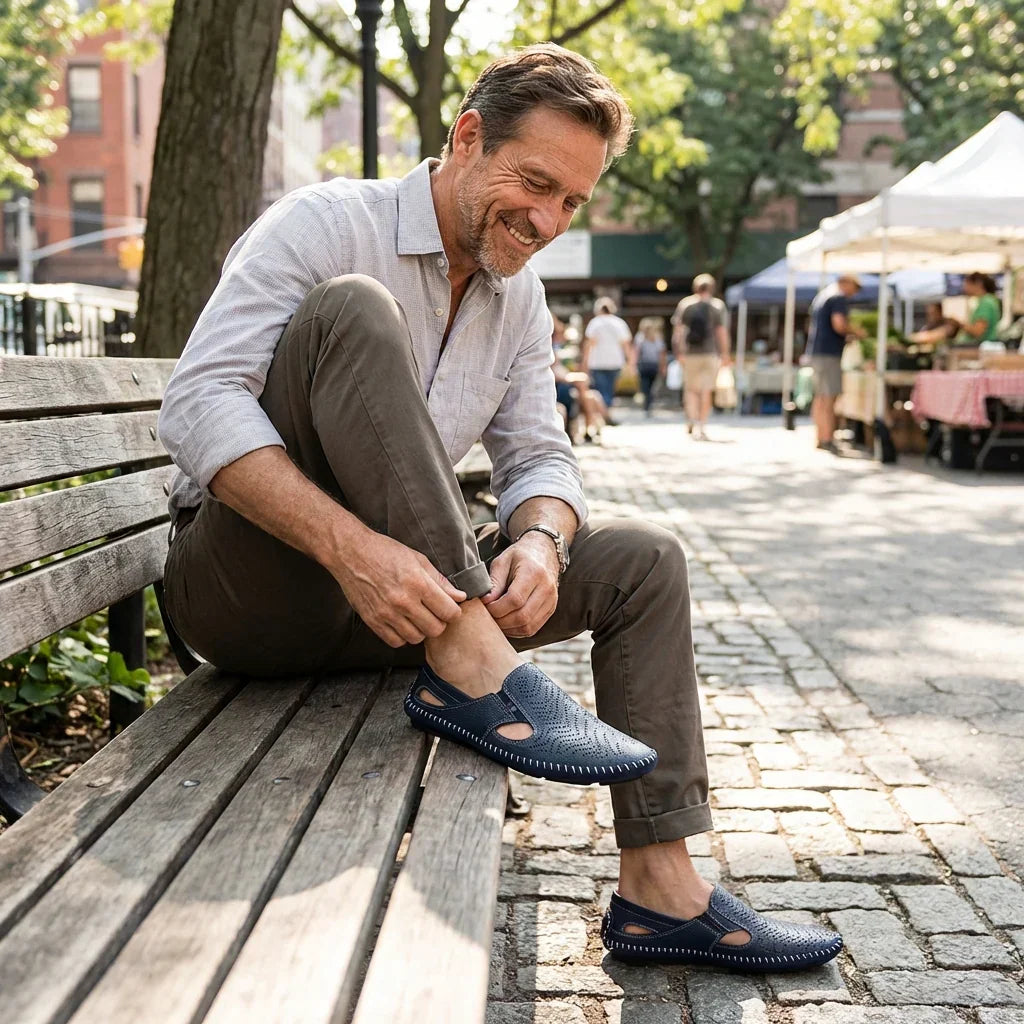 Le Flaneur Navy Cut-Out Loafer