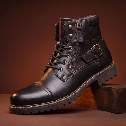 Harrington Buckle-Strap Cap-Toe Boots