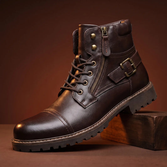 Harrington Buckle-Strap Cap-Toe Boots