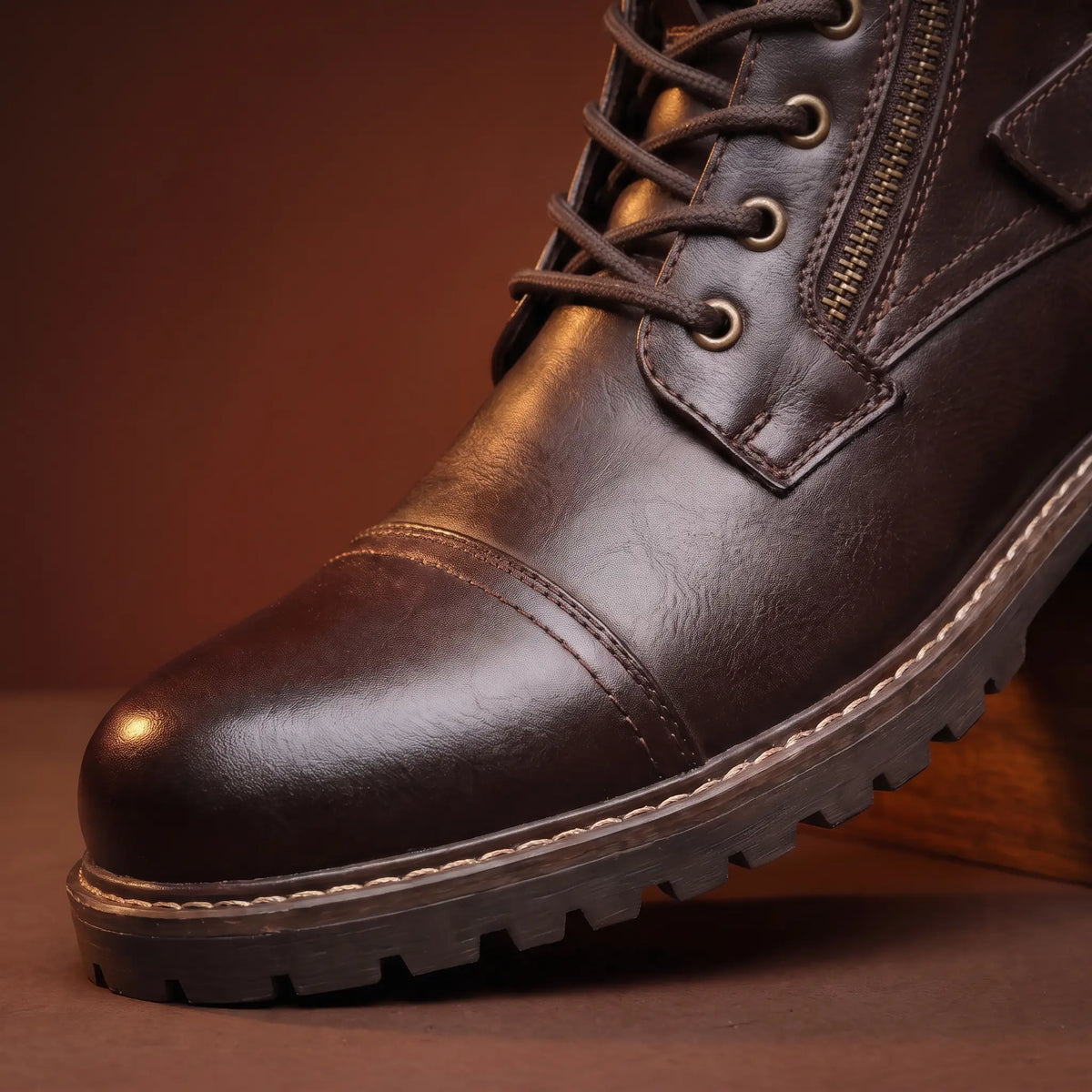 Harrington Buckle-Strap Cap-Toe Boots