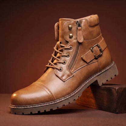 Harrington Buckle-Strap Cap-Toe Boots