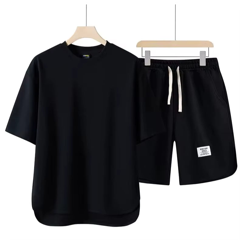 Tonal Noir Oversized Tee & Short Set