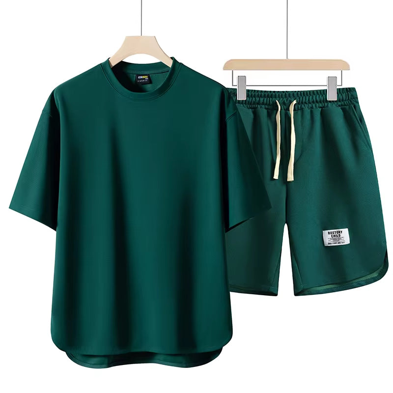 Tonal Noir Oversized Tee & Short Set