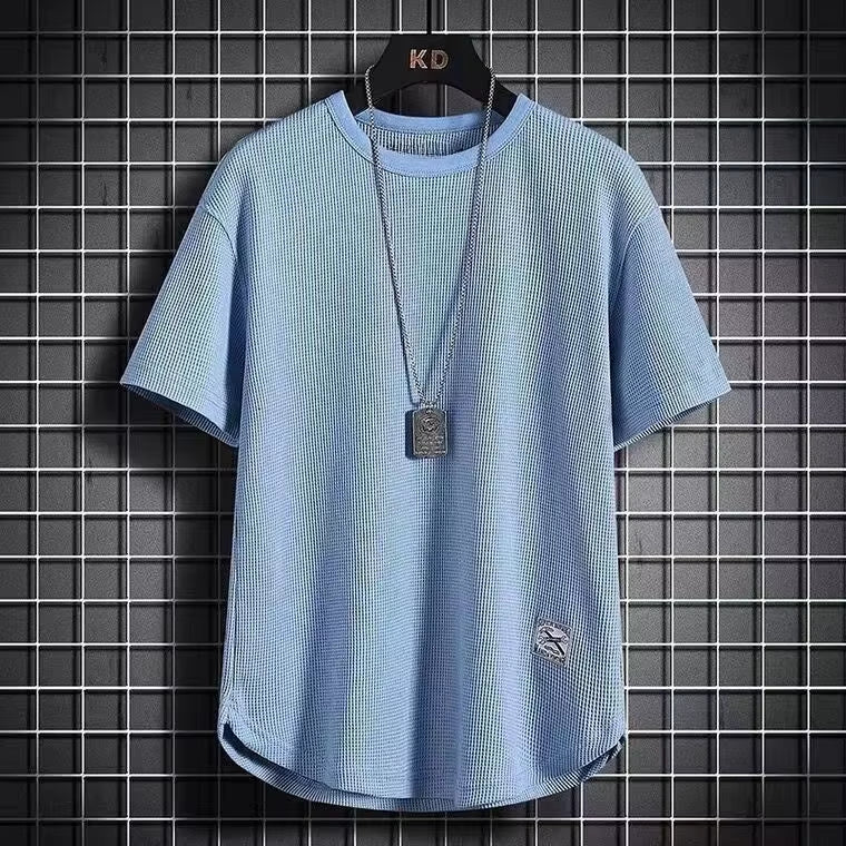 Waffle-Knit Curved-Hem Tee