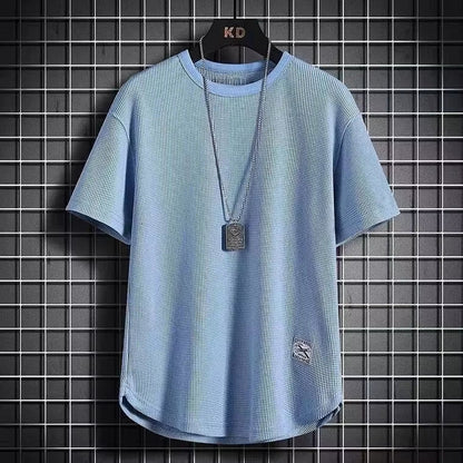 Waffle-Knit Curved-Hem Tee